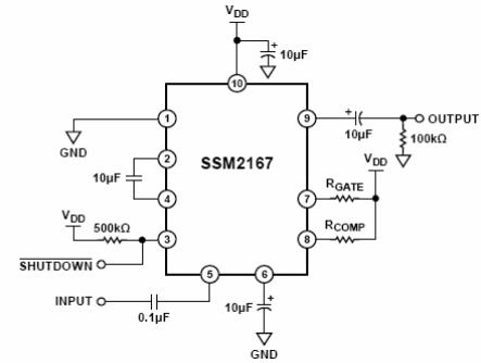 Figura 11 - Acondicionador de señales para micrófono de Analog Devices.
