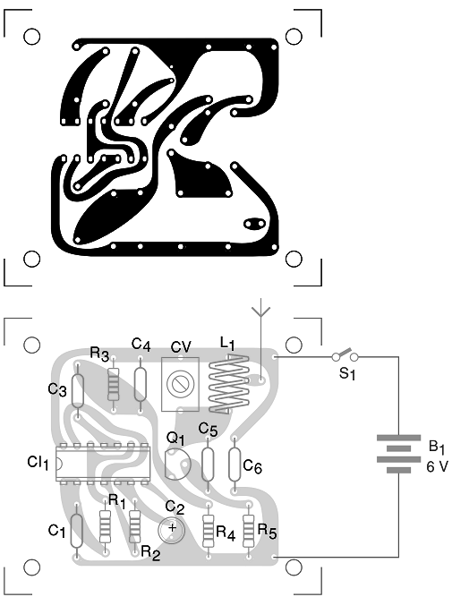 Figura 2 - Montaje del transmisor en una placa de circuito impreso.
