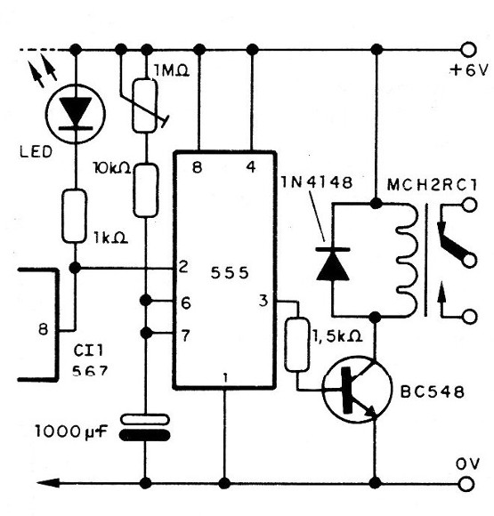 Fig. 4 - Circuito para operación independiente del sistema, con temporización propia.
