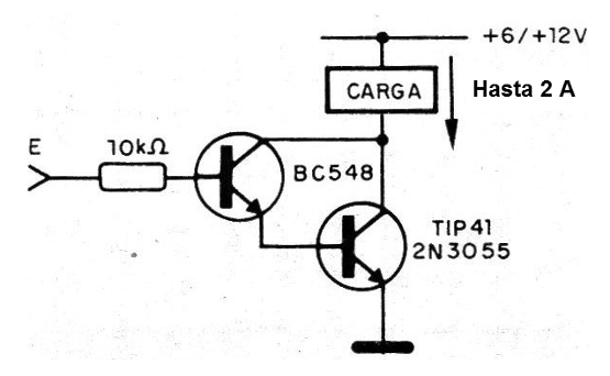 Figura 1 - Este circuito activa la carga con nivel alto en la entrada
