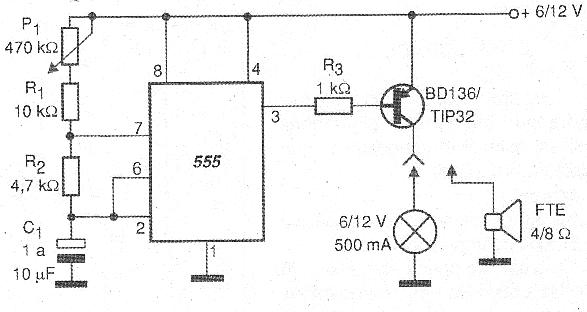 Figura 8 - Excitación de carga con transistores PNP. Acciona en el nivel bajo de la salida.
