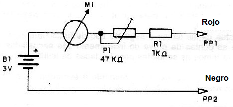 Figura 2 - Diagrama del simple probador de componentes - multímetro simplificado.
