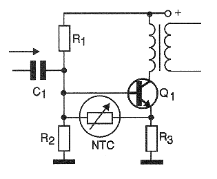 Figura 6 - Usando un NTC para estabilizar térmicamente un paso de salida transistorizada.
