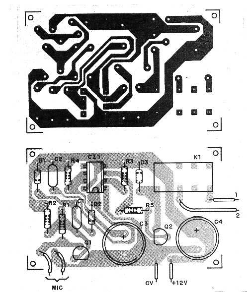 Figura 2 - Placa de circuito impreso para el montaje del detector de impacto.
