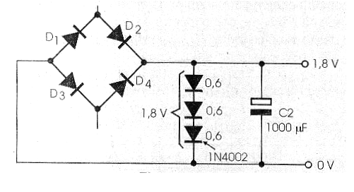 Figura 1 - Usando diodos comunes como referencias de tensión (zener).
