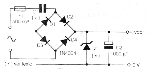 Figura 3 - Usando un diodo zener como referencia de tensión, en la configuración final .

