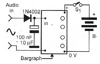 Figura 7 - Uso del circuito como indicador de nivel sonoro (Vu-meter)
