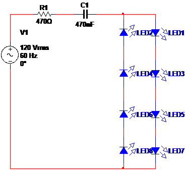 Figura 3 - de 4 a 20 LED se pueden utilizar en este circuito
