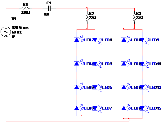 Figura 4 - Conexión de secuencias de LED en paralelo
