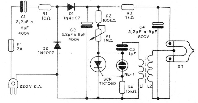Figura 2 - Circuito completo del aparato para220 V

