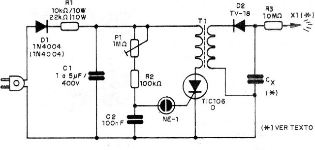Figura 2: un generador de alto tensión con una bobina de encendido

