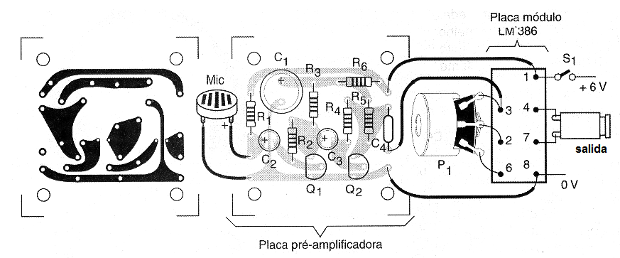 Figura 6 - Placa de circuito impreso para el montaje del amplificador.

