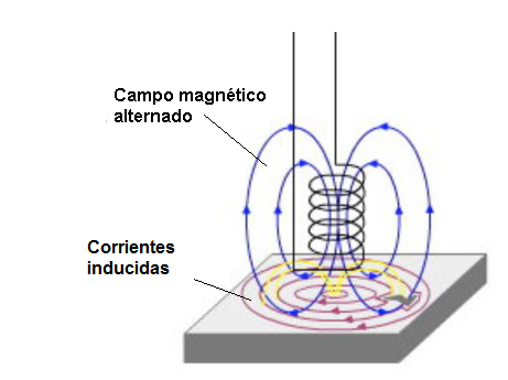 Figura 1 - Corrientes en torbellino en un material ferroso.
