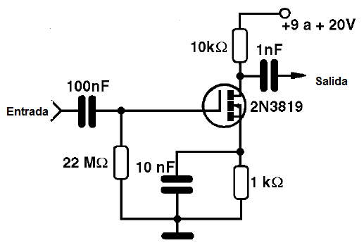 Figura 29 – Amplificador con MOSFET
