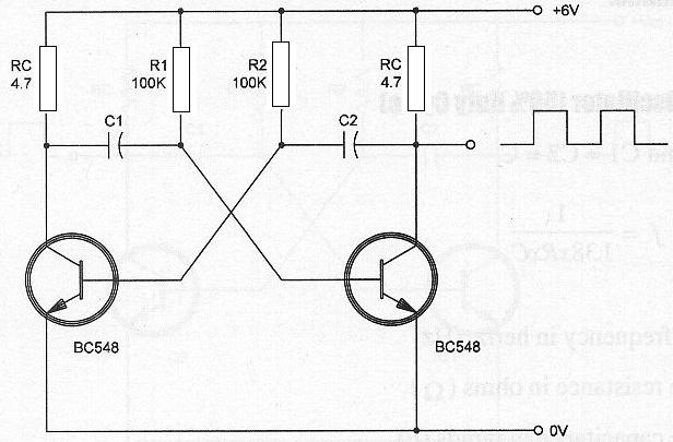 Figura 32 – Multivibrador astable con dos transistores 
