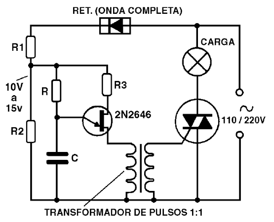 Figura 12 – Un control de potencia con Triac y Unijuntura
