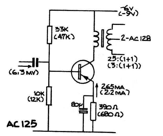 Etapa amplificadora AC125 con transformador 
