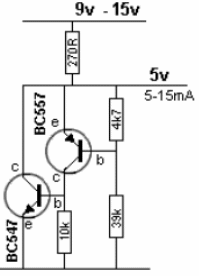 Diodo zener de 5 V con 2 transistores 
