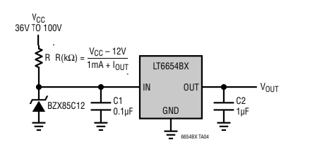 Referencia de voltaje extendida con LT6654BX 
