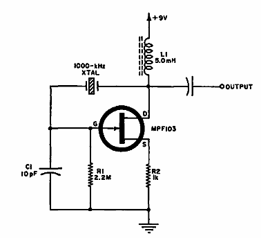 Oscilador Pierce de 1 MHz 
