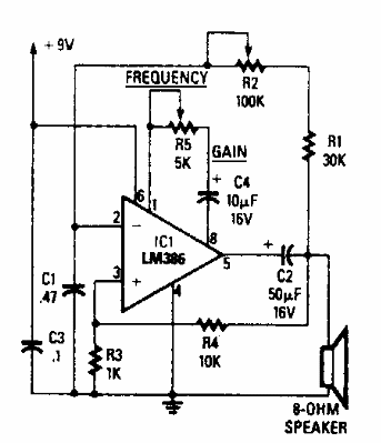 Oscilador de audio LM386 
