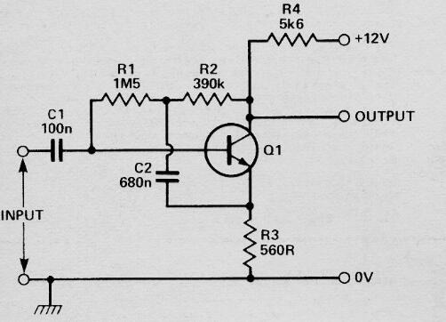Amplificador de transistor de alta impedancia 
