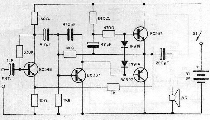 Amplificador de transistor de ½ W
