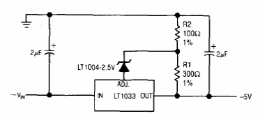Regulador negativo de 5 V con el LT1033
