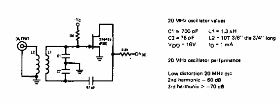Oscilador de baja distorsión para 20 MHz 
