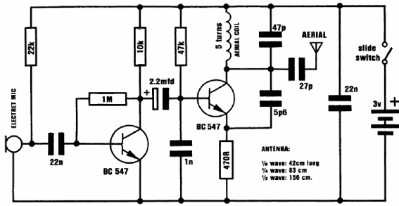 FM Spy con 2 transistores 
