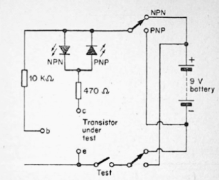 Probador de transistores NPN y PNP 
