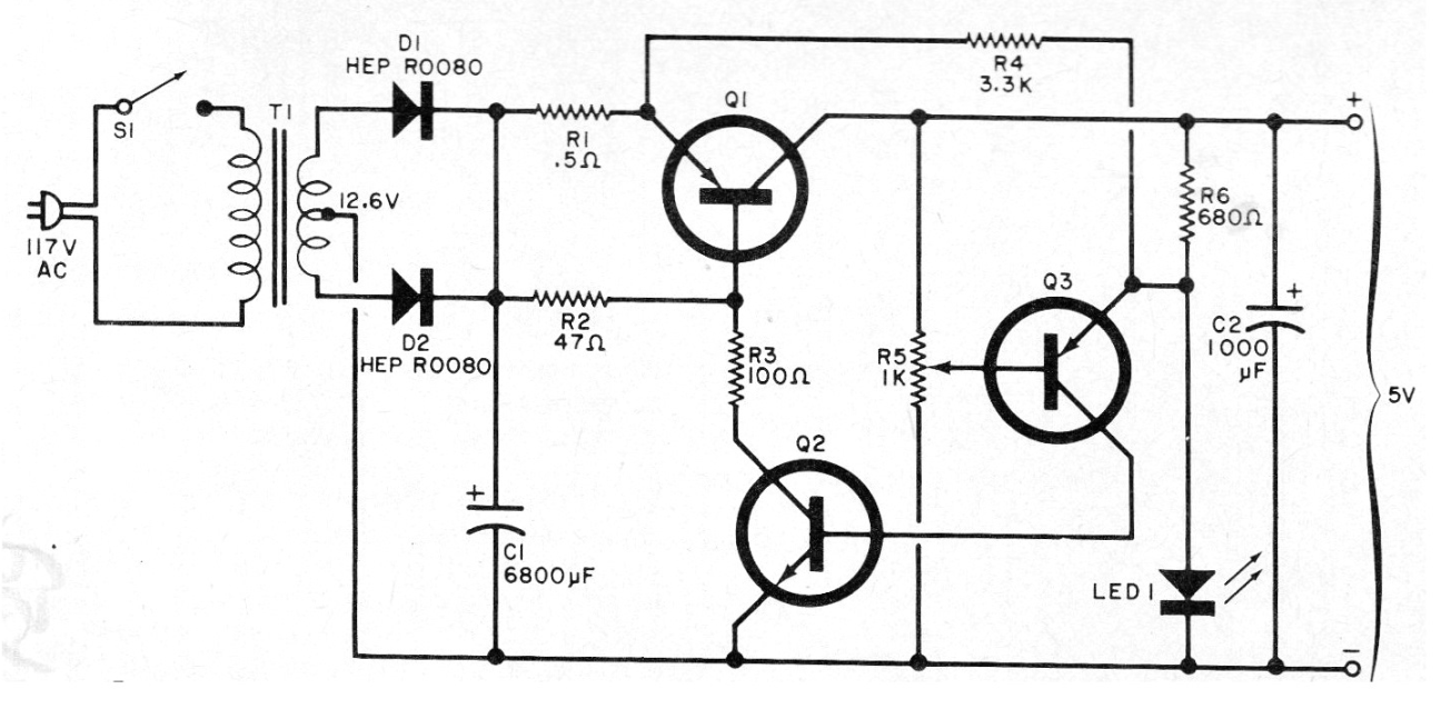 Fuente de 5 V Con Transistores 
