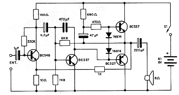 Amplificador Transistorizado de ½ W 

