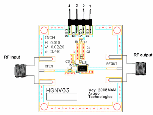 Figura 2 - Placa de circuito impreso para el montaje del amplificador.
