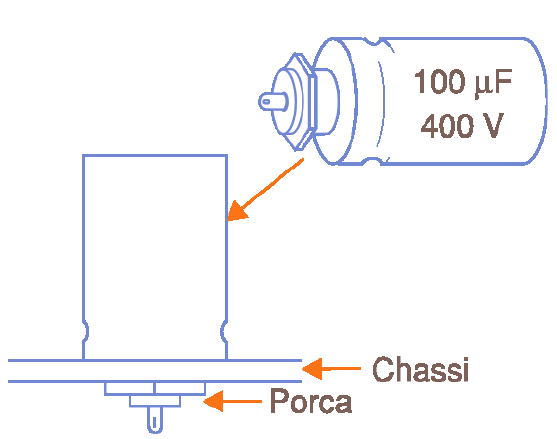 Figura 9 - Instalación de capacitores en el chasis (base con el tornillo)

