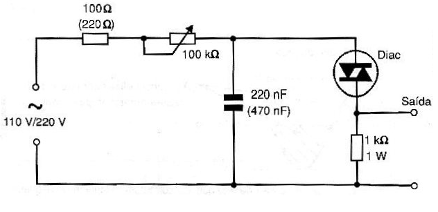 Figura 7 – Disparador con retardo de fase usando DIAC
