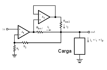  Figura 1 - Configuración plegadora de corriente común, aplicada sólo a circuitos de bajas frecuencias.
