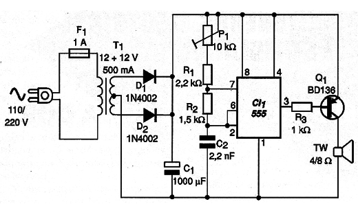 Figura 2 – diagrama repelente ultrasónico completo.
Figura 2 – diagrama repelente ultrasónico completo.