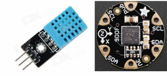 Figura 8 – Sensores digitales de temperatura e acelerómetro 
