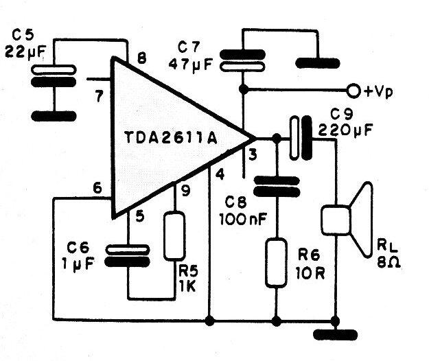 Amplificador de 5 W con el TDA2811A 
