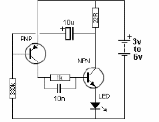 Intermitente LED con dos transistores 2 
