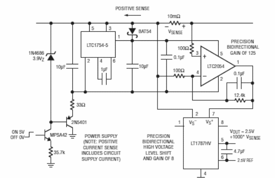 Sensor de corriente bidireccional de 60V 
