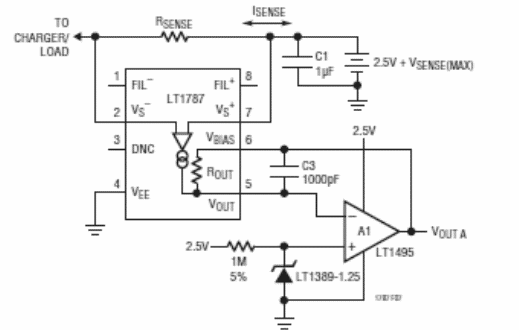 Sensor de corriente bidireccional de fuente única 
