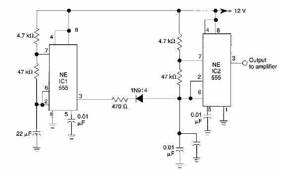 Alarma pulsada de 100 Hz con el 555 
