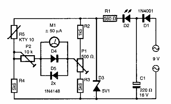 Termómetro para funcionamiento con 5 V 
