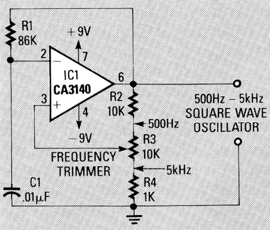 Oscilador rectangular 500 a 5 kHz 
