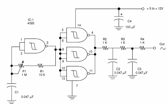 Oscilador sinusoidal con el 4093 
