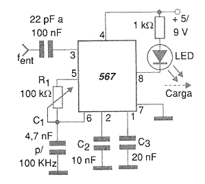 Detector de Tom LM567 o NE567 
