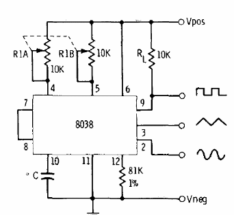 Generador de funciones de 90 Hz a 900 Hz con 8038 
