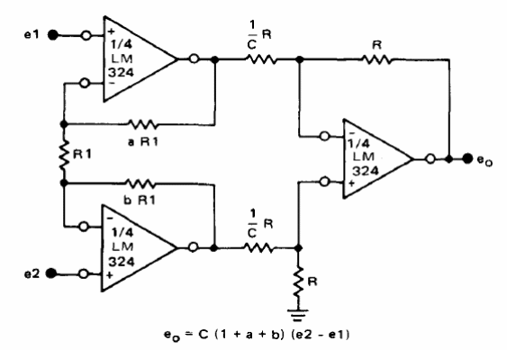 Amplificador diferencial de alta impedancia LM324 
